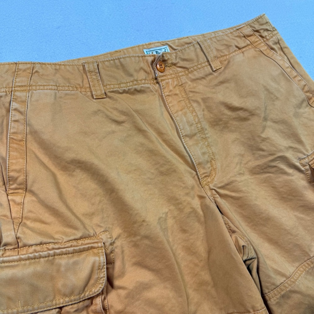 LL Bean Mens Cargo Shorts Burnt Orange Cotton Canvas Utility Outdoor 38W